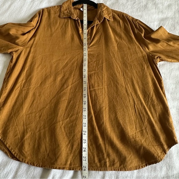 OVS Flax Viscose Caramel Brown Womens Top Size 12-14 Lagenlook Breathable Comfy - Picture 3 of 10